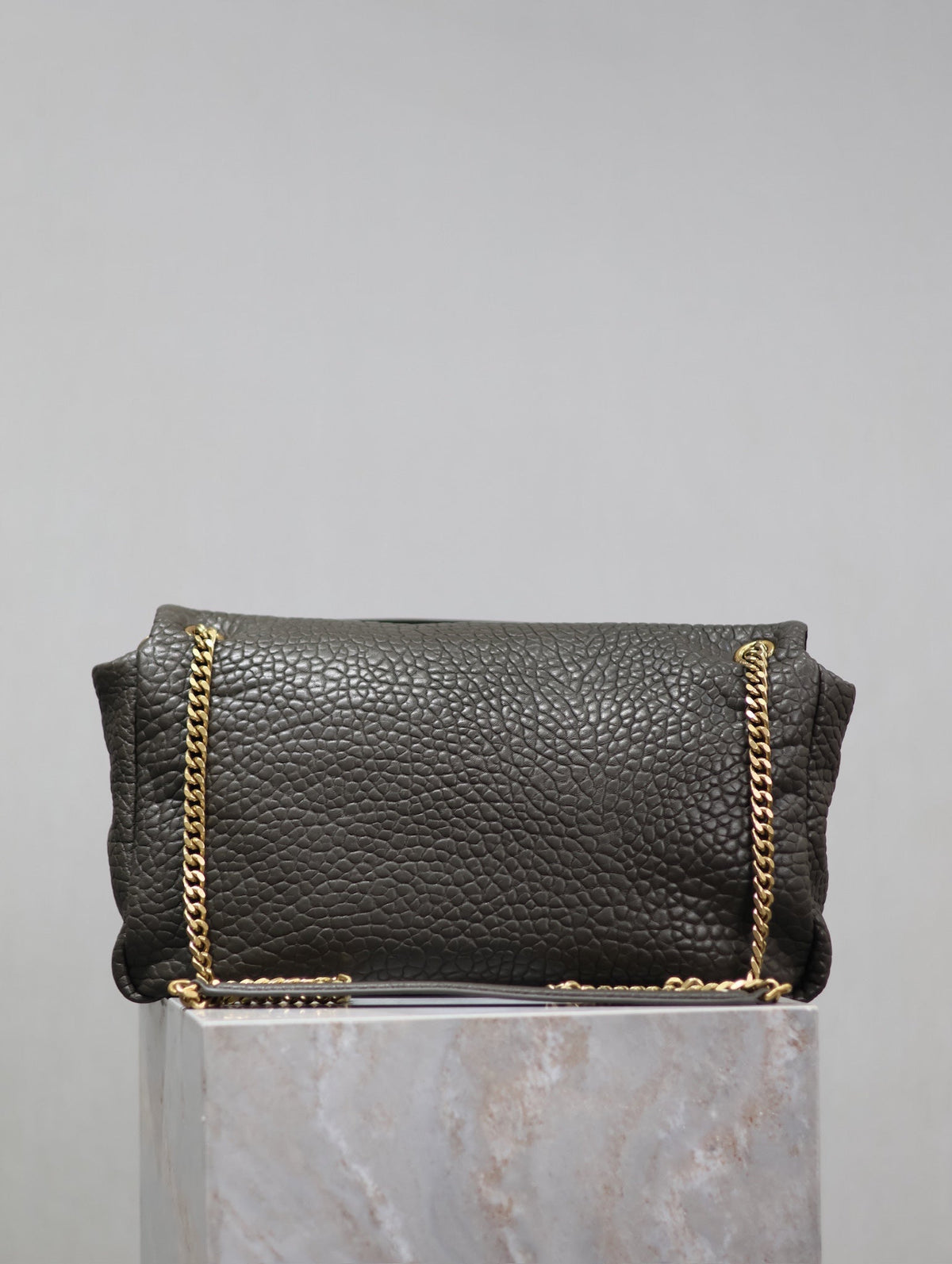 Saint Laurent 25S Calypso Bag 38 in Army Green Grained Lambskin Gold Hardwre