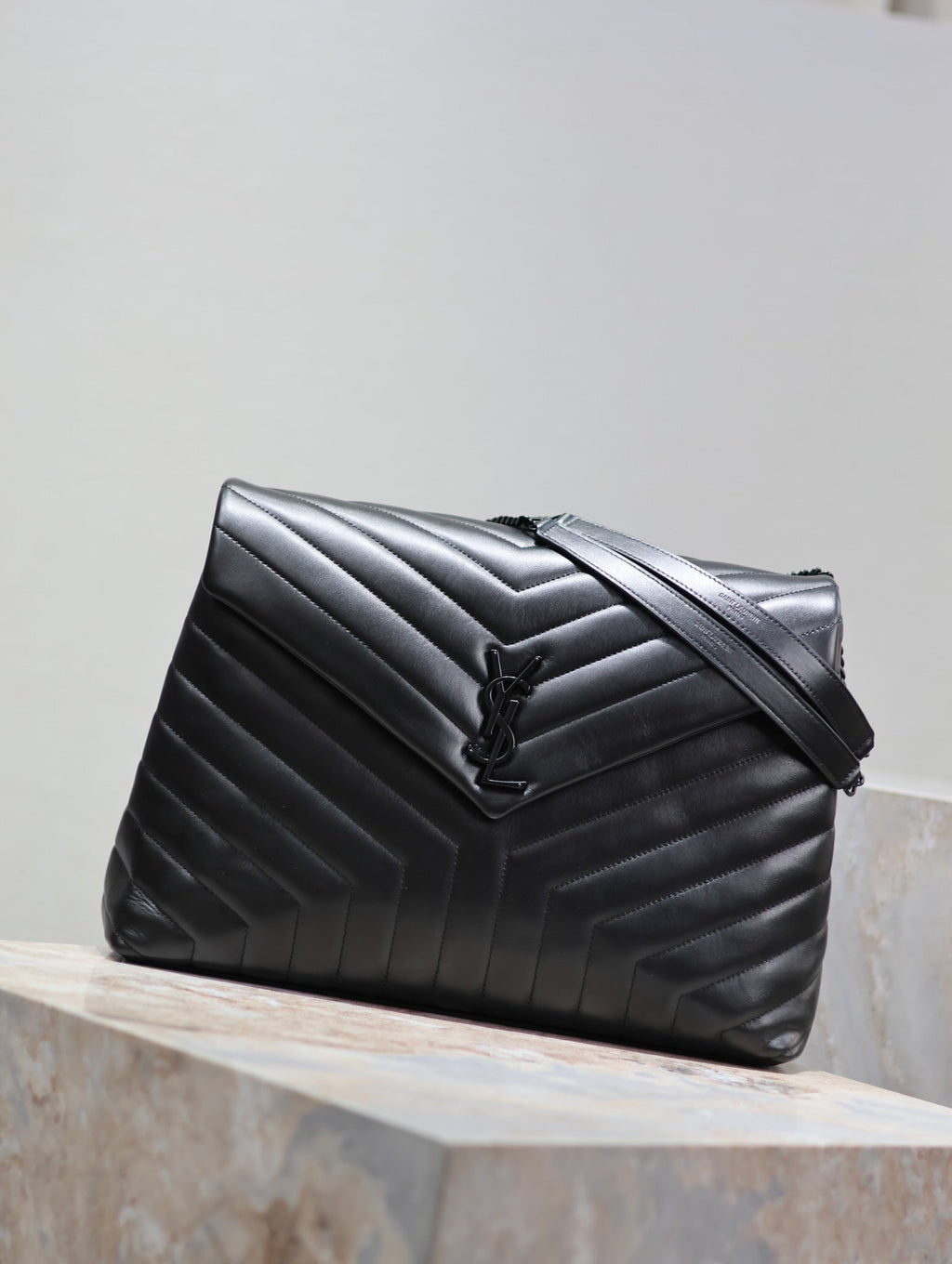 Saint Laurent Loulou Large 36 in Black Quilted Calfskin Black Hardware Bag