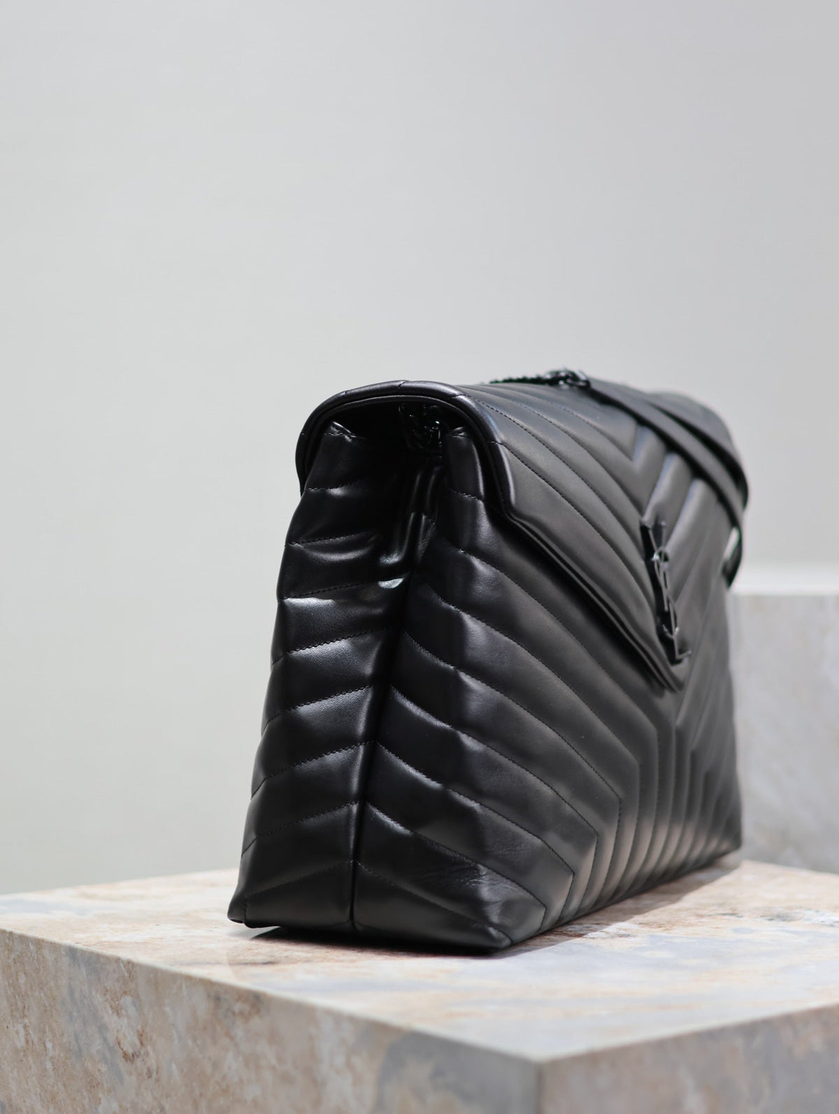 Saint Laurent Loulou Large 36 in Black Quilted Calfskin Black Hardware Bag