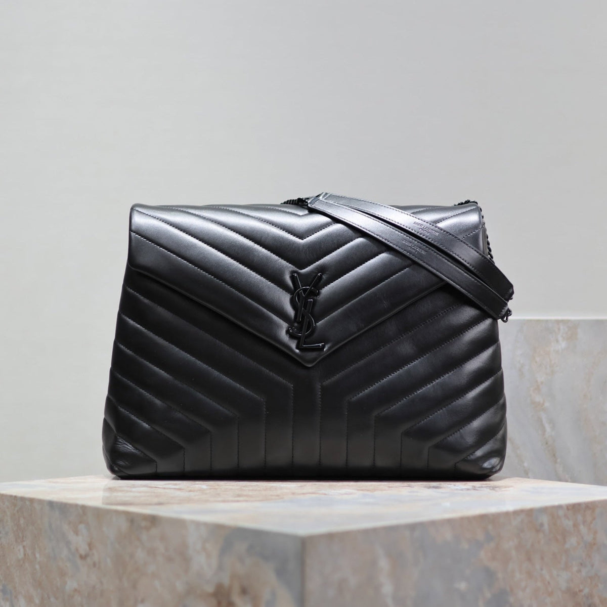 Saint Laurent Loulou Large 36 in Black Quilted Calfskin Black Hardware Bag