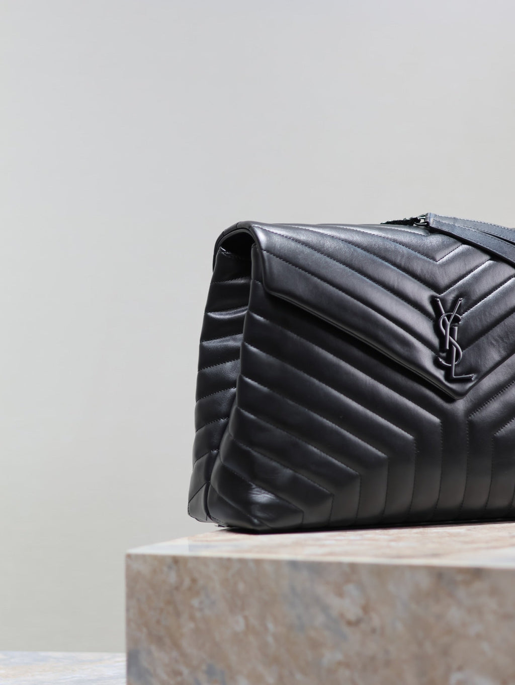 Saint Laurent Loulou Large 36 in Black Quilted Calfskin Black Hardware Bag