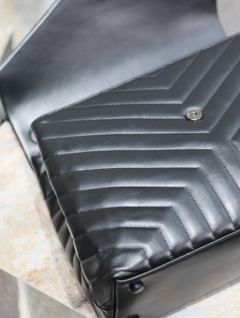 Saint Laurent Loulou Large 36 in Black Quilted Calfskin Black Hardware Bag