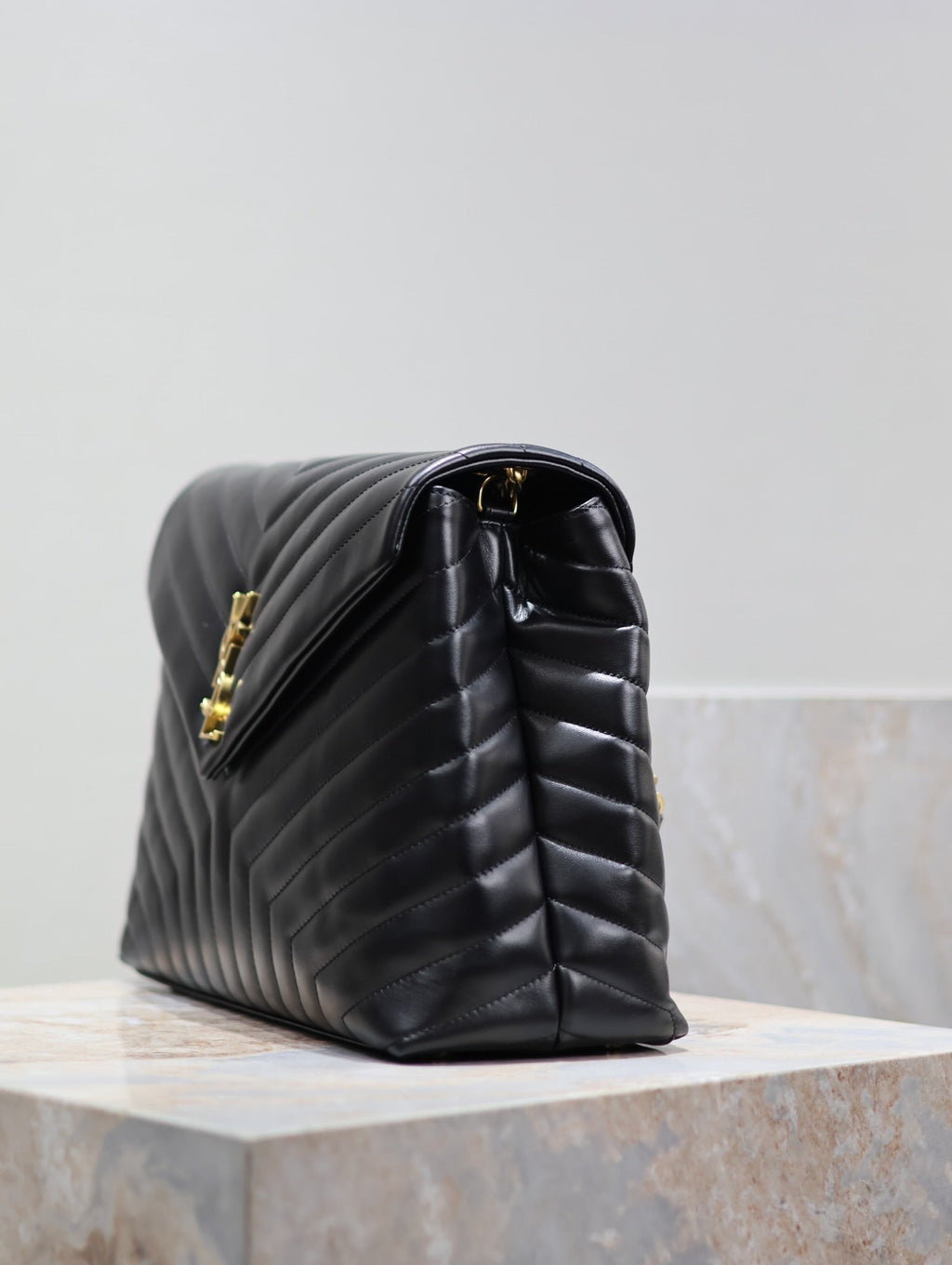 Saint Laurent Loulou Large 36 in Black Quilted Calfskin Gold Hardware Bag