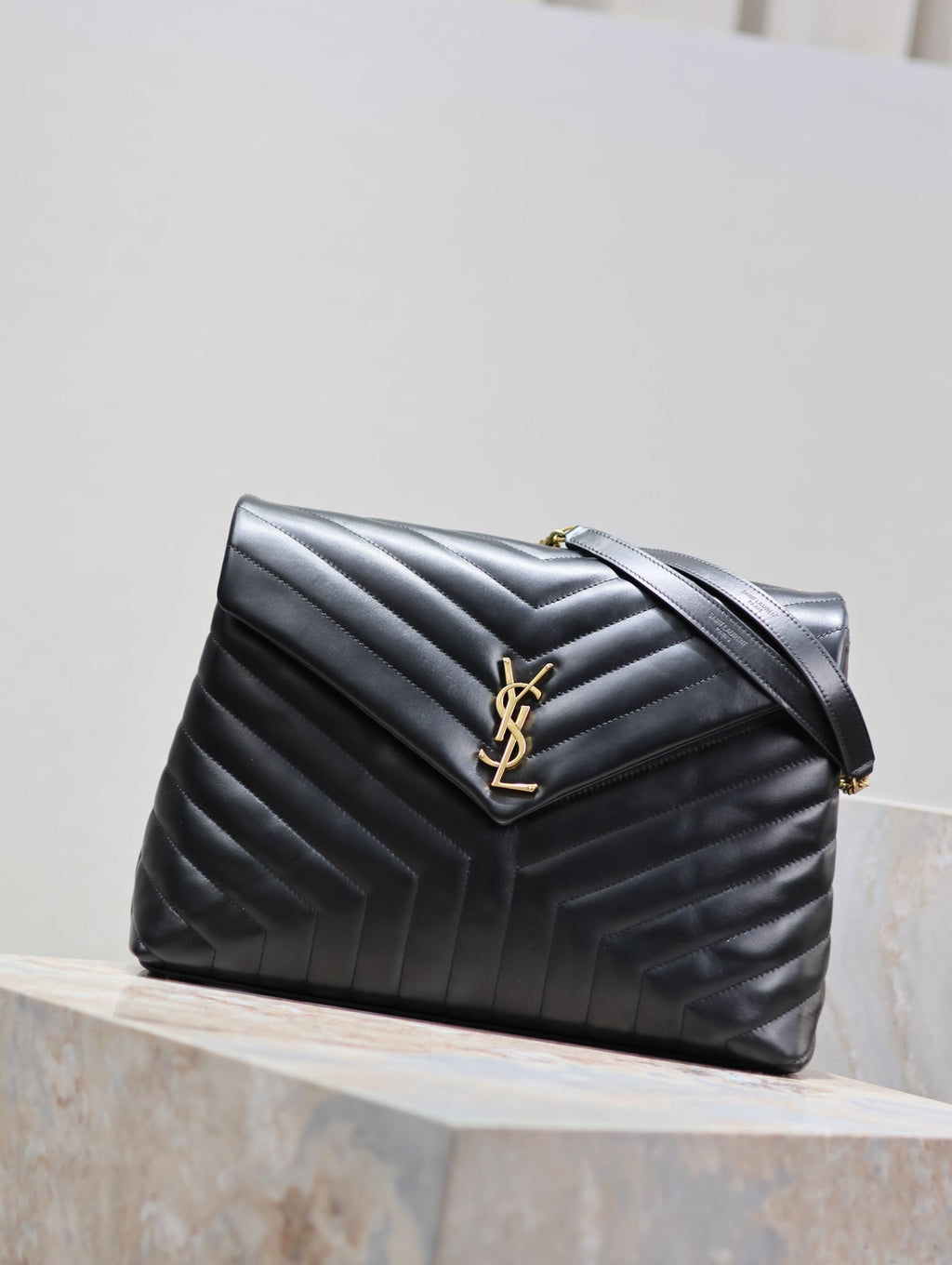 Saint Laurent Loulou Large 36 in Black Quilted Calfskin Gold Hardware Bag