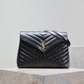 Saint Laurent Loulou Large 36 in Black Quilted Calfskin Gold Hardware Bag