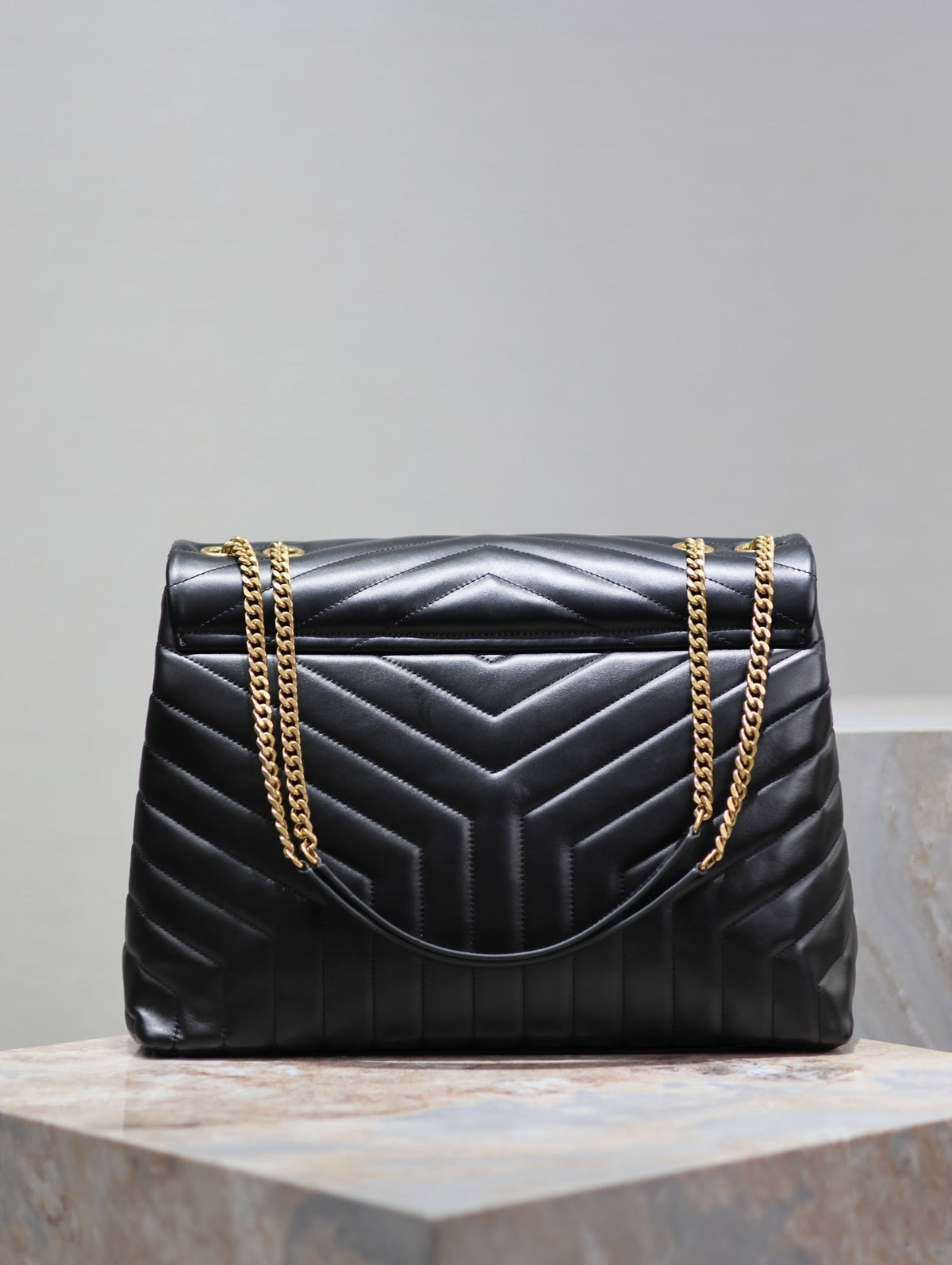 Saint Laurent Loulou Large 36 in Black Quilted Calfskin Gold Hardware Bag