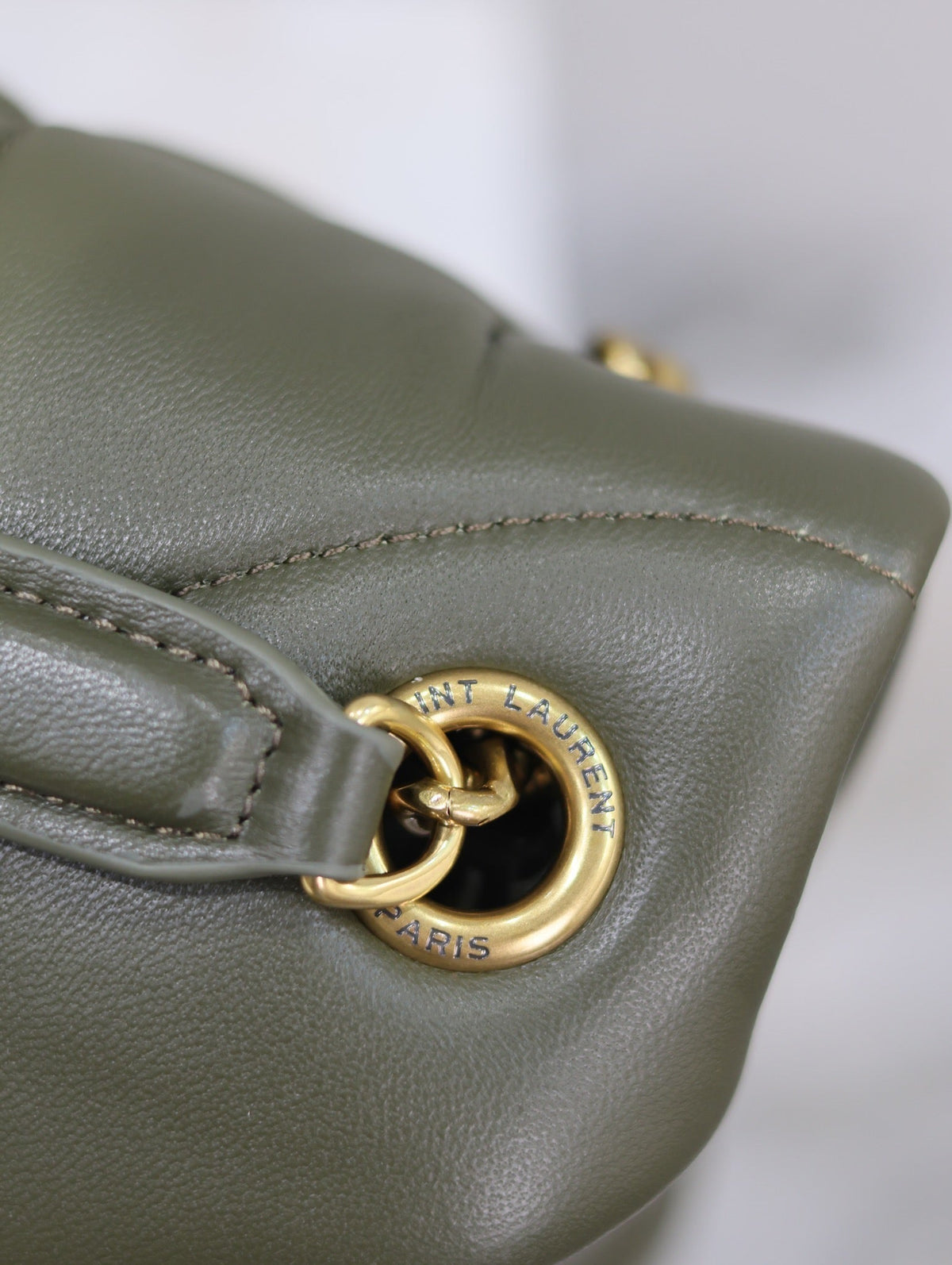 Saint Laurent 25S Loulou Puffer MM 29 in Dark Olive Calfskin Gold Hardwre Bag