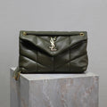 Saint Laurent 25S Loulou Puffer MM 29 in Dark Olive Calfskin Gold Hardwre Bag