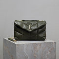 Saint Laurent 25S Loulou Puffer Mini 23 in Dark Olive Calfskin Gold Hardwre Bag