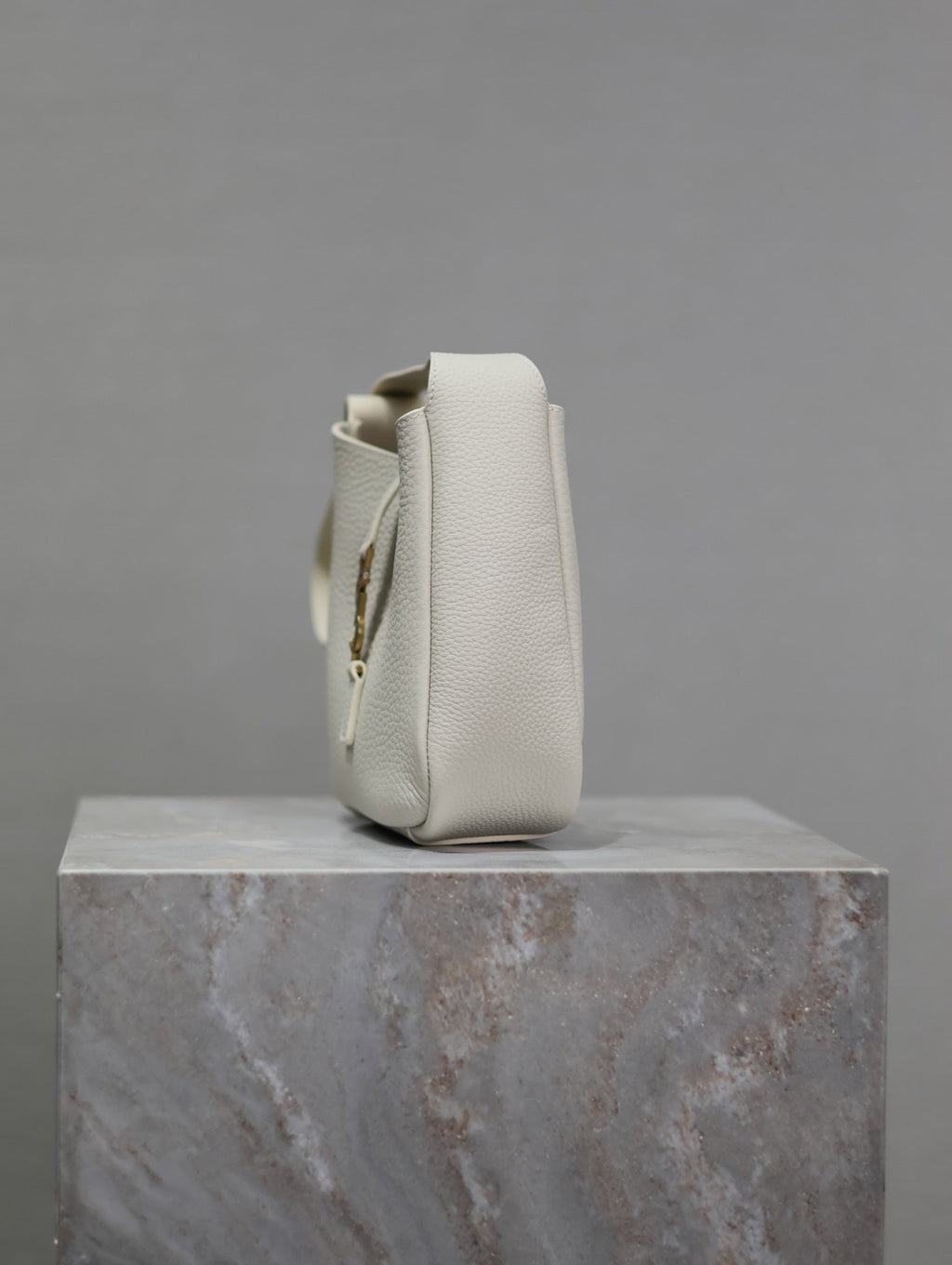 Saint Laurent 25S Le 5 À 7 Bag 16 in Blanc Vintage Grained Calfskin Gold Hardwre