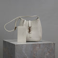 Saint Laurent 25S Le 5 À 7 Bag 16 in Blanc Vintage Grained Calfskin Gold Hardwre