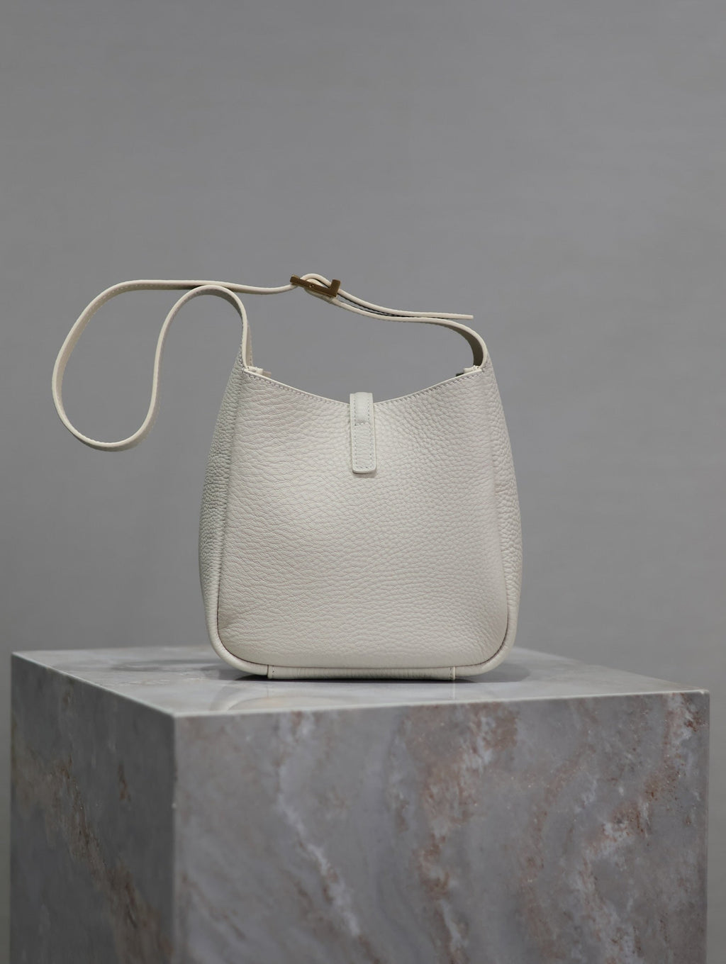 Saint Laurent 25S Le 5 À 7 Bag 16 in Blanc Vintage Grained Calfskin Gold Hardwre