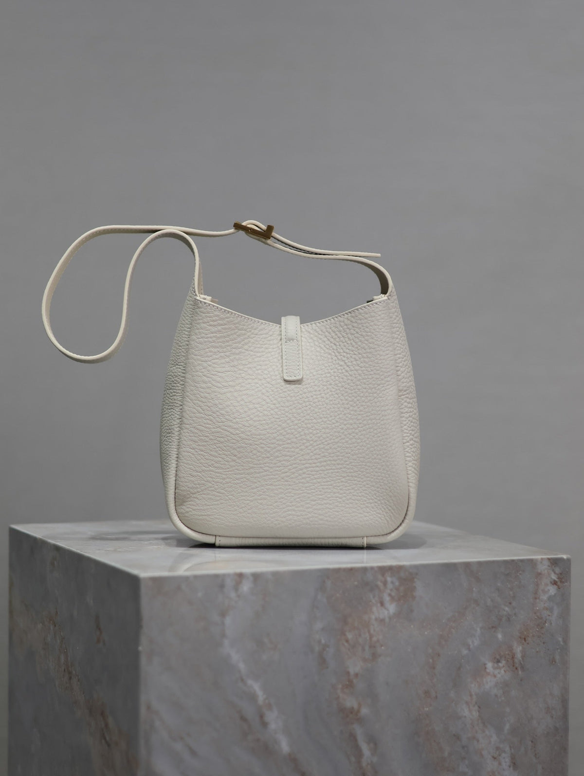 Saint Laurent 25S Le 5 À 7 Bag 16 in Blanc Vintage Grained Calfskin Gold Hardwre