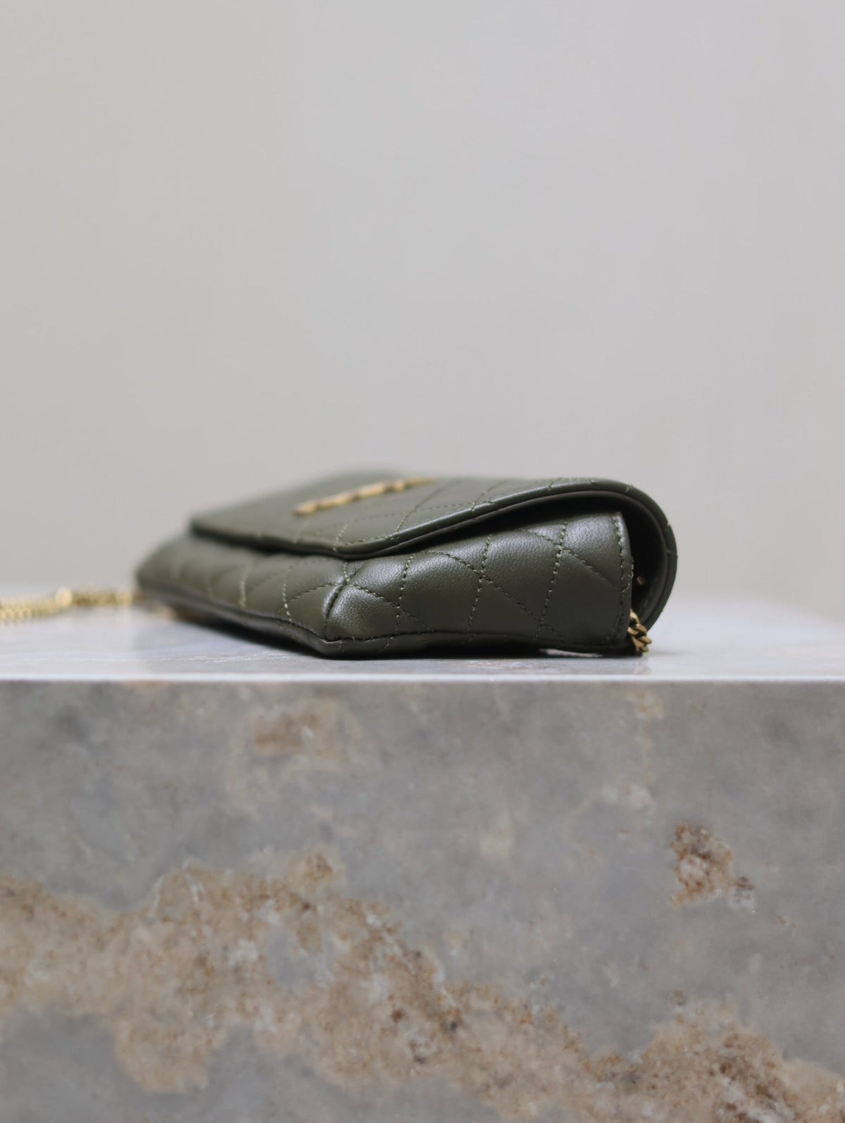Saint Laurent 25S Saint Laurent Gaby 19 in Dark Olive Quilted Calfskin Gold Hardwre Bag