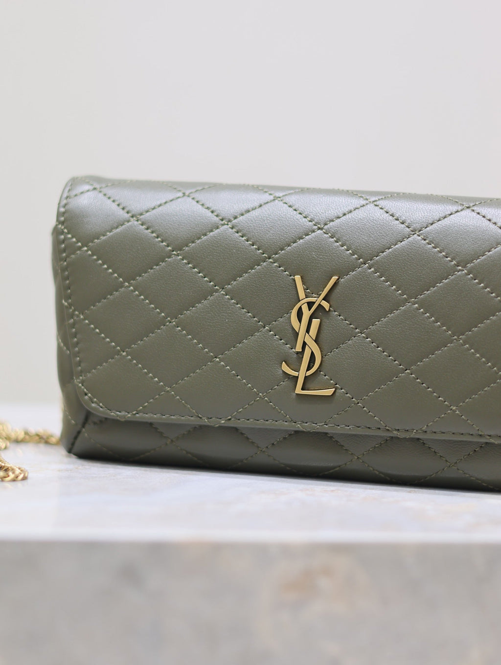 Saint Laurent 25S Saint Laurent Gaby 19 in Dark Olive Quilted Calfskin Gold Hardwre Bag