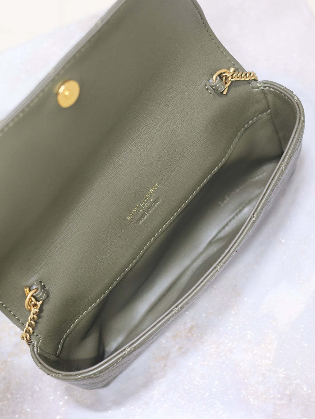 Saint Laurent 25S Saint Laurent Gaby 19 in Dark Olive Quilted Calfskin Gold Hardwre Bag