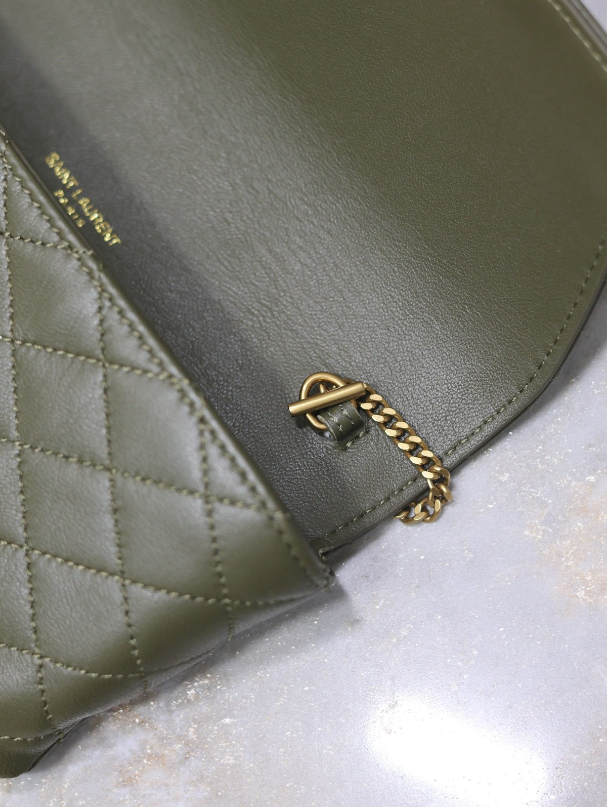 Saint Laurent 25S Saint Laurent Gaby 19 in Dark Olive Quilted Calfskin Gold Hardwre Bag