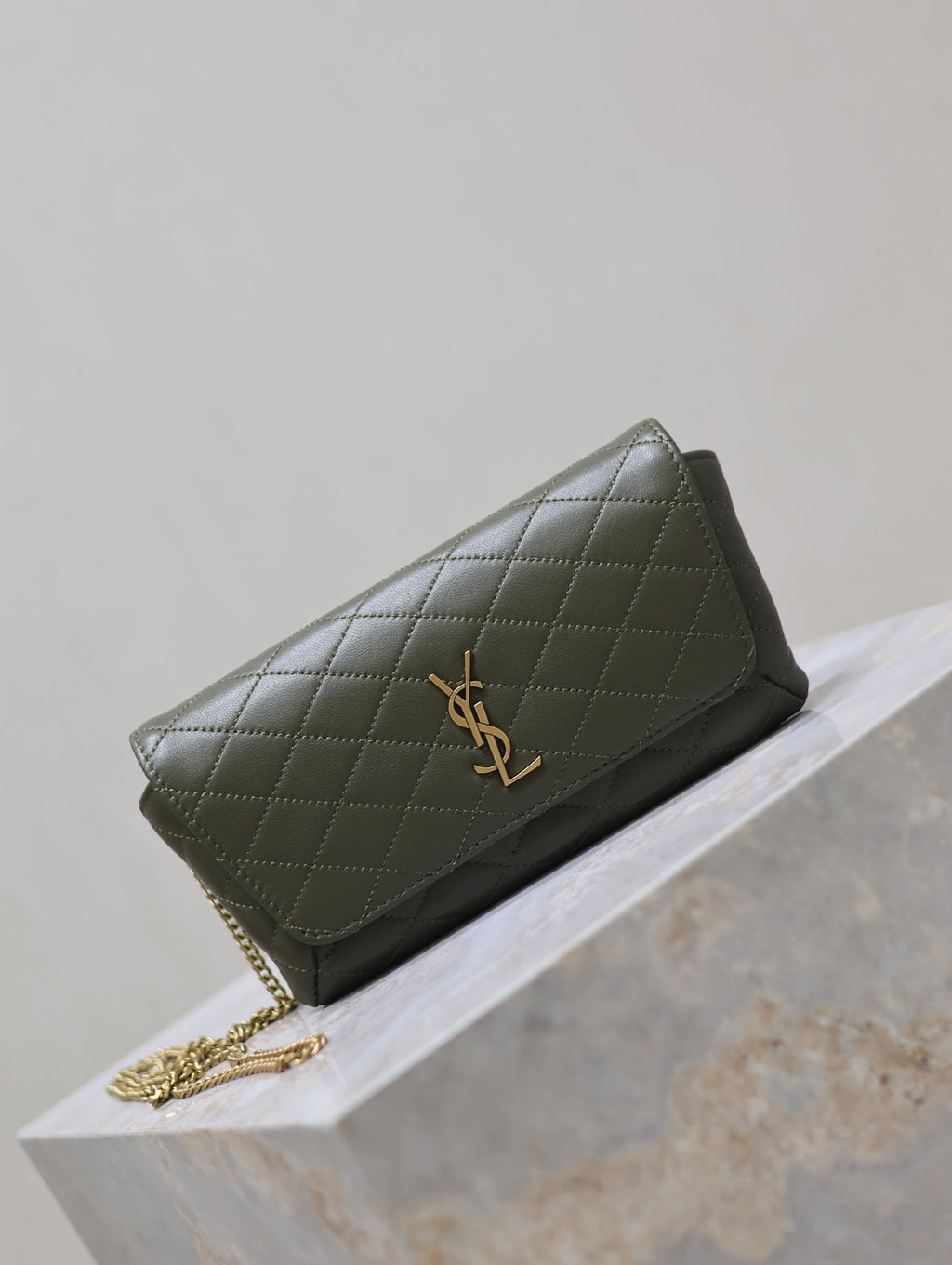 Saint Laurent 25S Saint Laurent Gaby 19 in Dark Olive Quilted Calfskin Gold Hardwre Bag