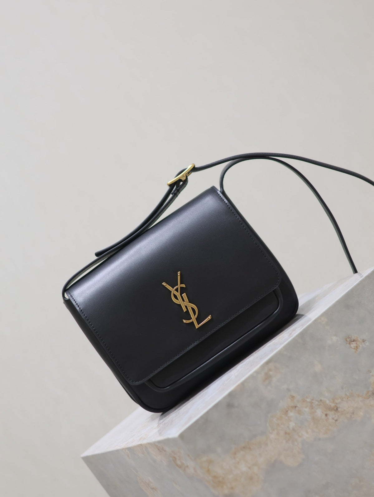 Saint Laurent Niki Baby 22 in Black Calfskin Gold Logo Bag