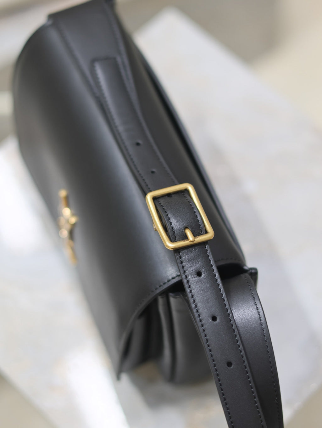 Saint Laurent Niki Baby 22 in Black Calfskin Gold Logo Bag
