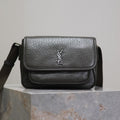 Saint Laurent Niki Baby 22 in Uniform Green Lambskin Silver Logo Bag