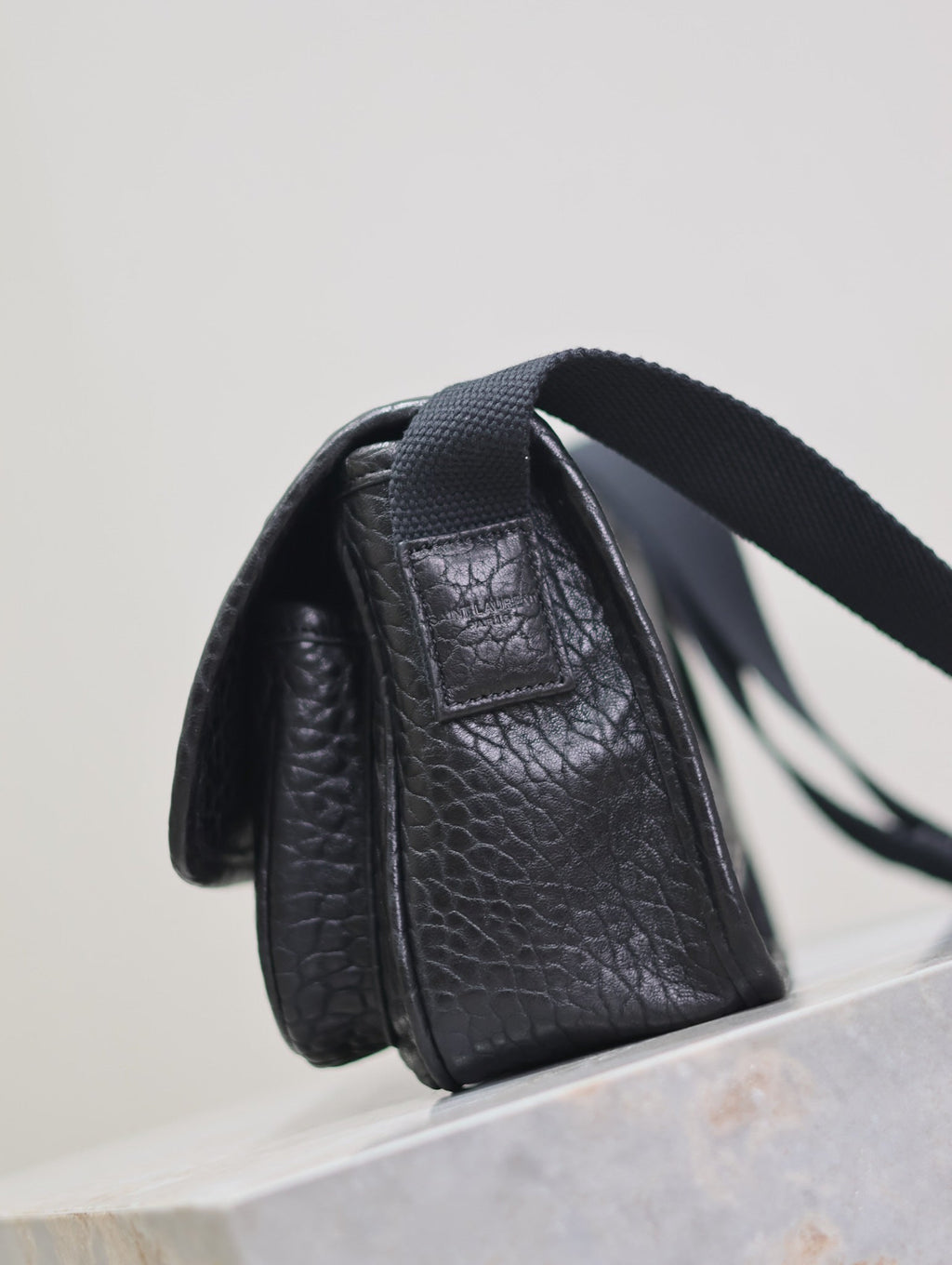 Saint Laurent Niki Baby 22 in Black Elephant Pattern Lambskin Silver Logo Bag