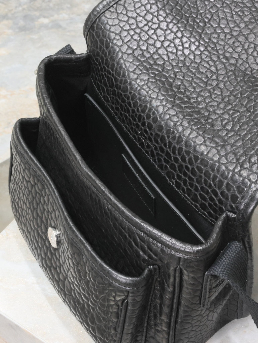 Saint Laurent Niki Baby 22 in Black Elephant Pattern Lambskin Silver Logo Bag