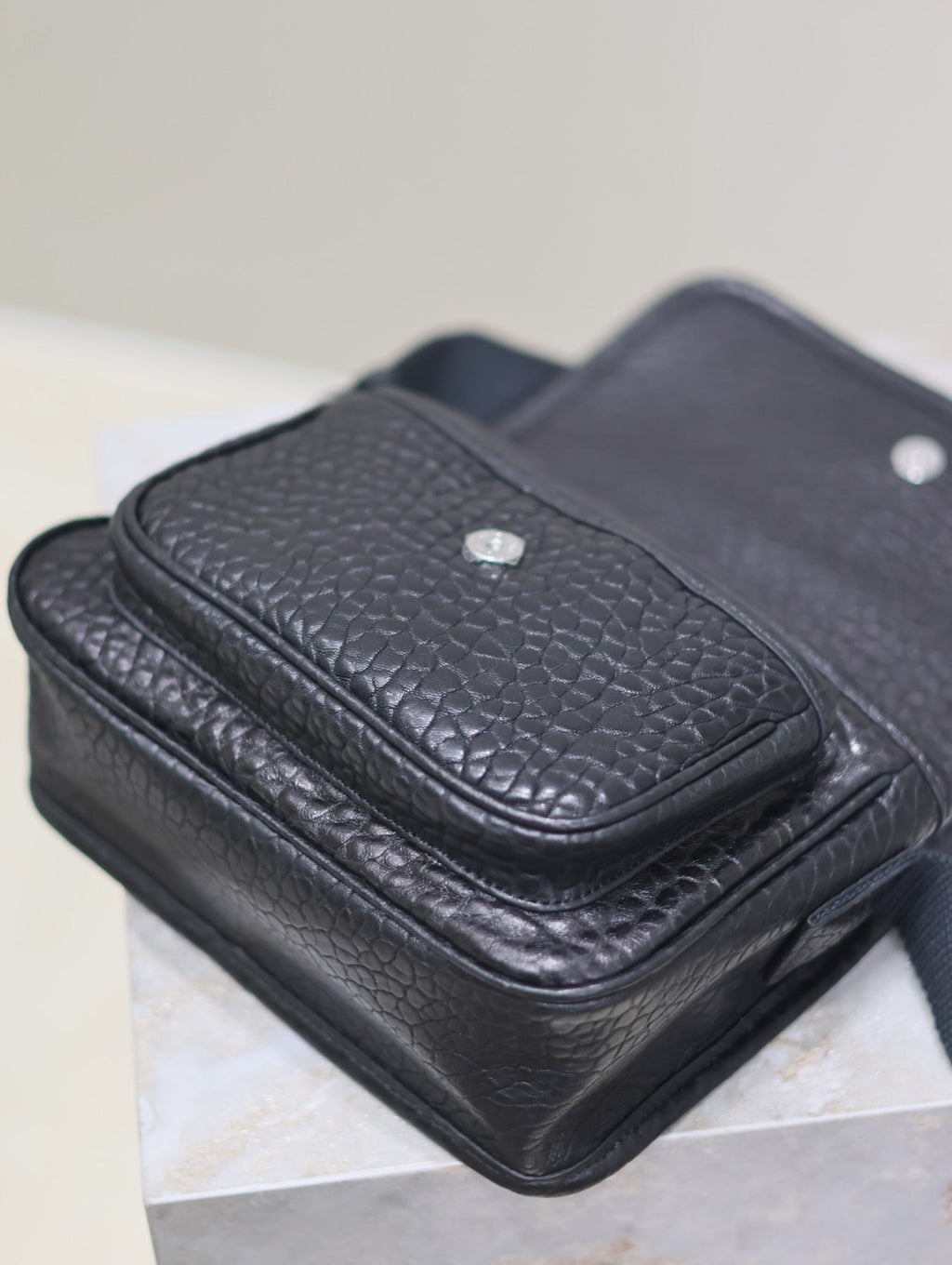 Saint Laurent Niki Baby 22 in Black Elephant Pattern Lambskin Silver Logo Bag