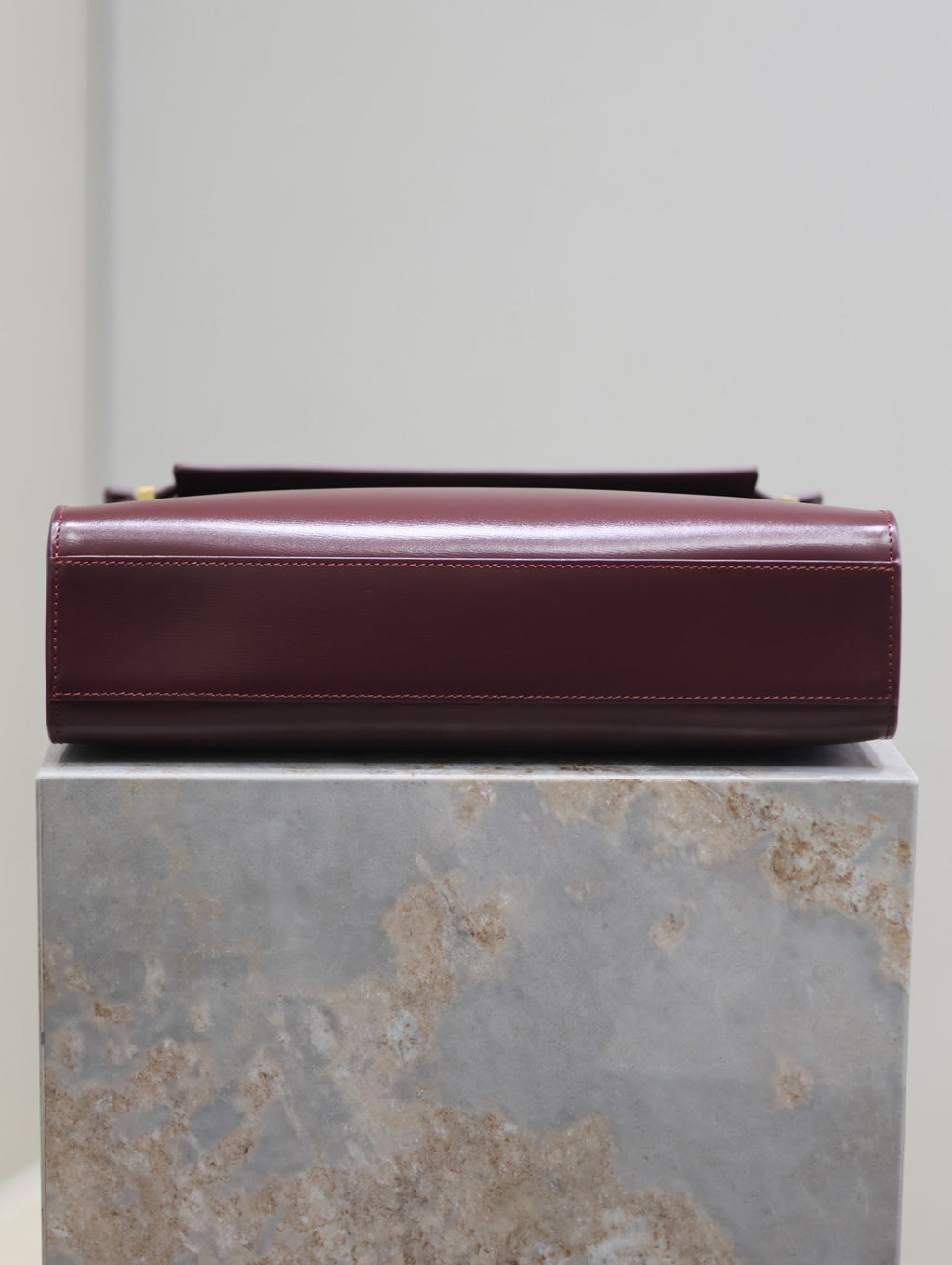 Saint Laurent Manhattan Medium 29 in Wine Red Smooth Calfskin Gold Buckle Bag
