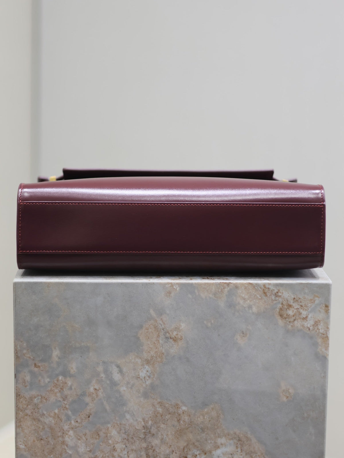 Saint Laurent Manhattan Medium 29 in Wine Red Smooth Calfskin Gold Buckle Bag