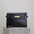 Saint Laurent Manhattan Medium 29 in Black Smooth Calfskin Gold Buckle Bag