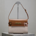 Saint Laurent Manhattan Small 24 in White Canvas and Brown Calfskin Gold Hardware Bag