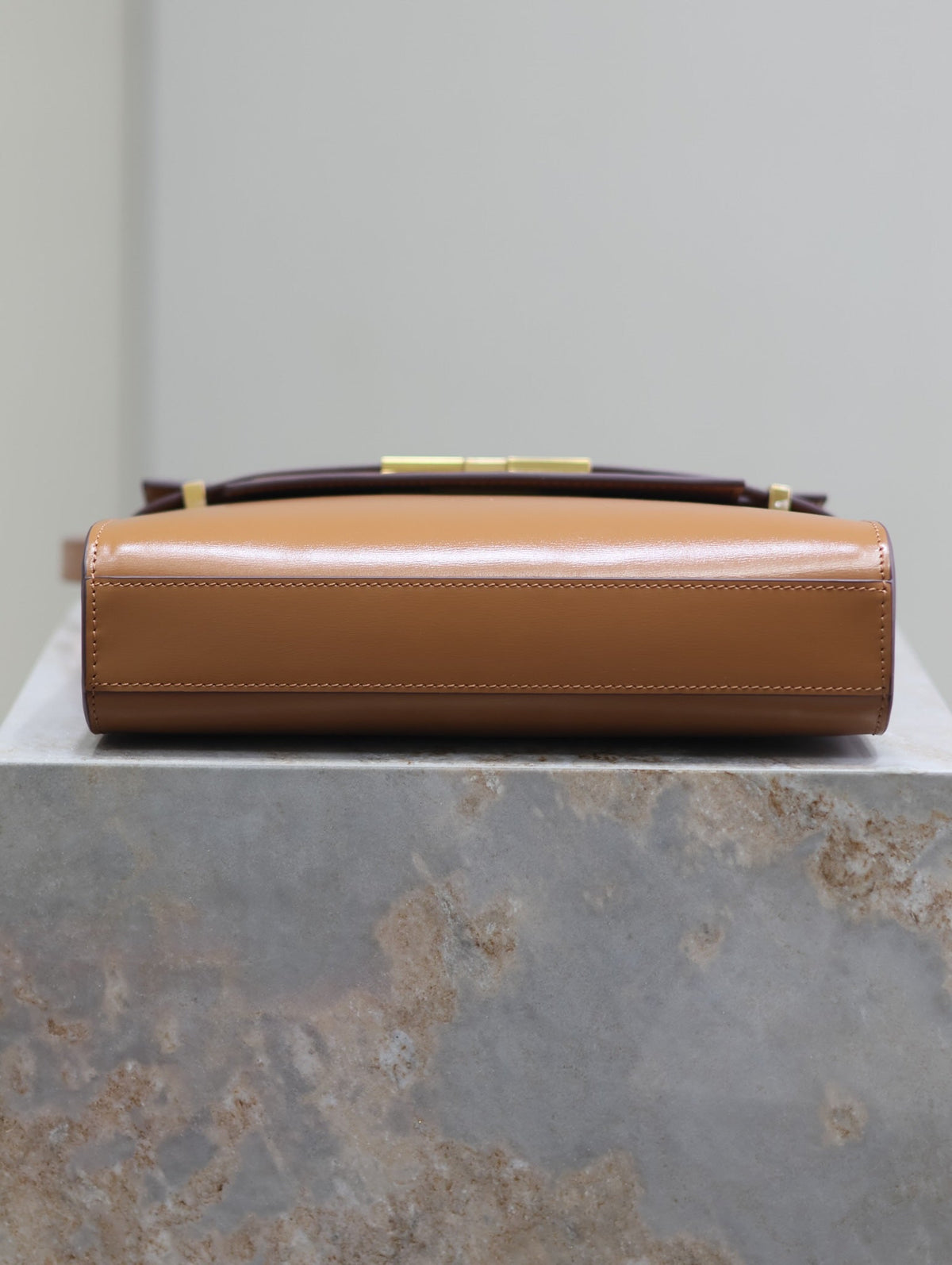 Saint Laurent Manhattan Small 24 in Bronze Brown Calfskin Gold Hardware Bag