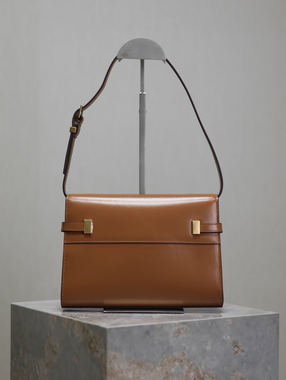 Saint Laurent Manhattan Small 24 in Bronze Brown Calfskin Gold Hardware Bag