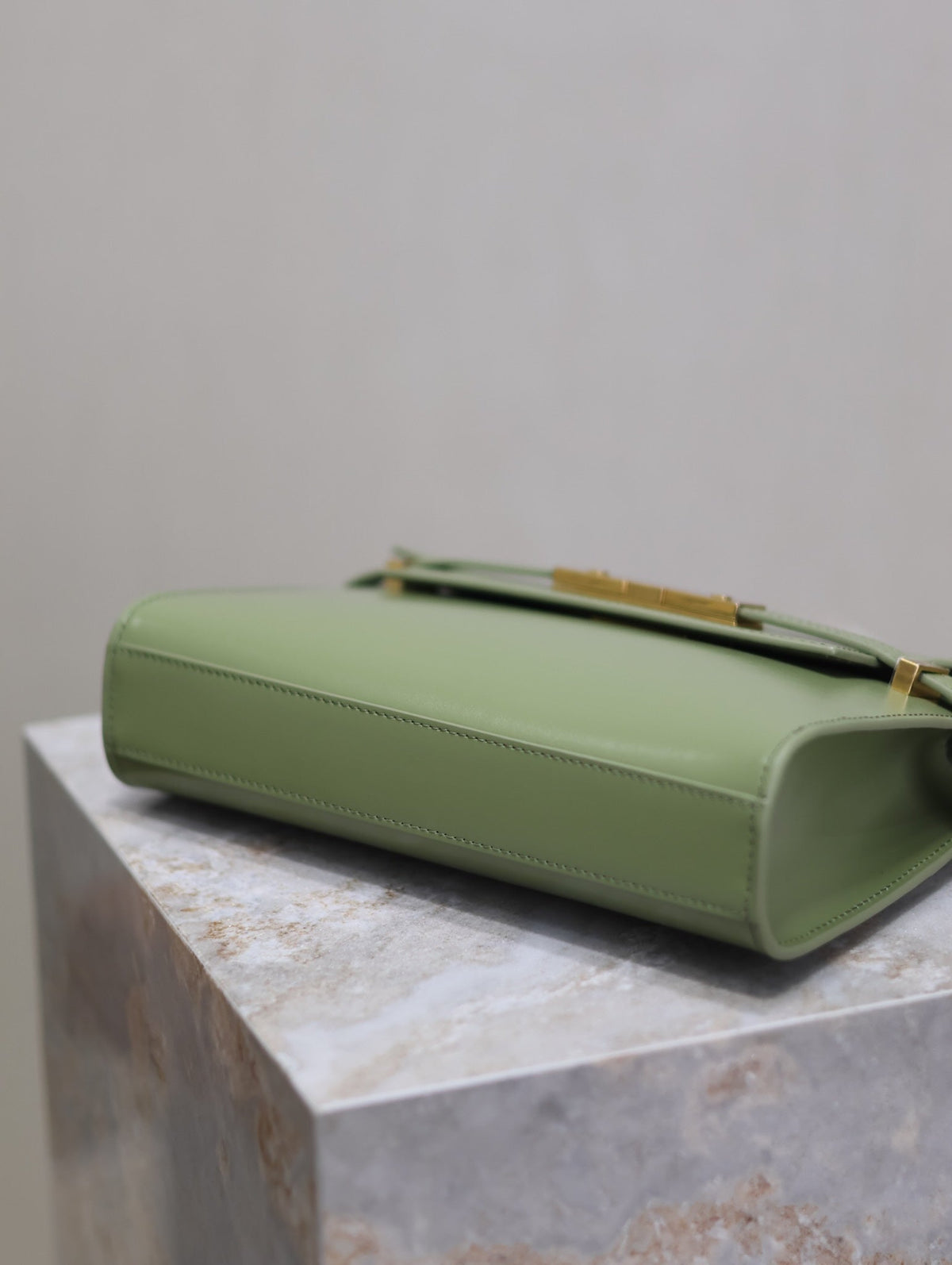 Saint Laurent Manhattan Small 24 in Olive Green Smooth Lambskin Gold Hardware Bag