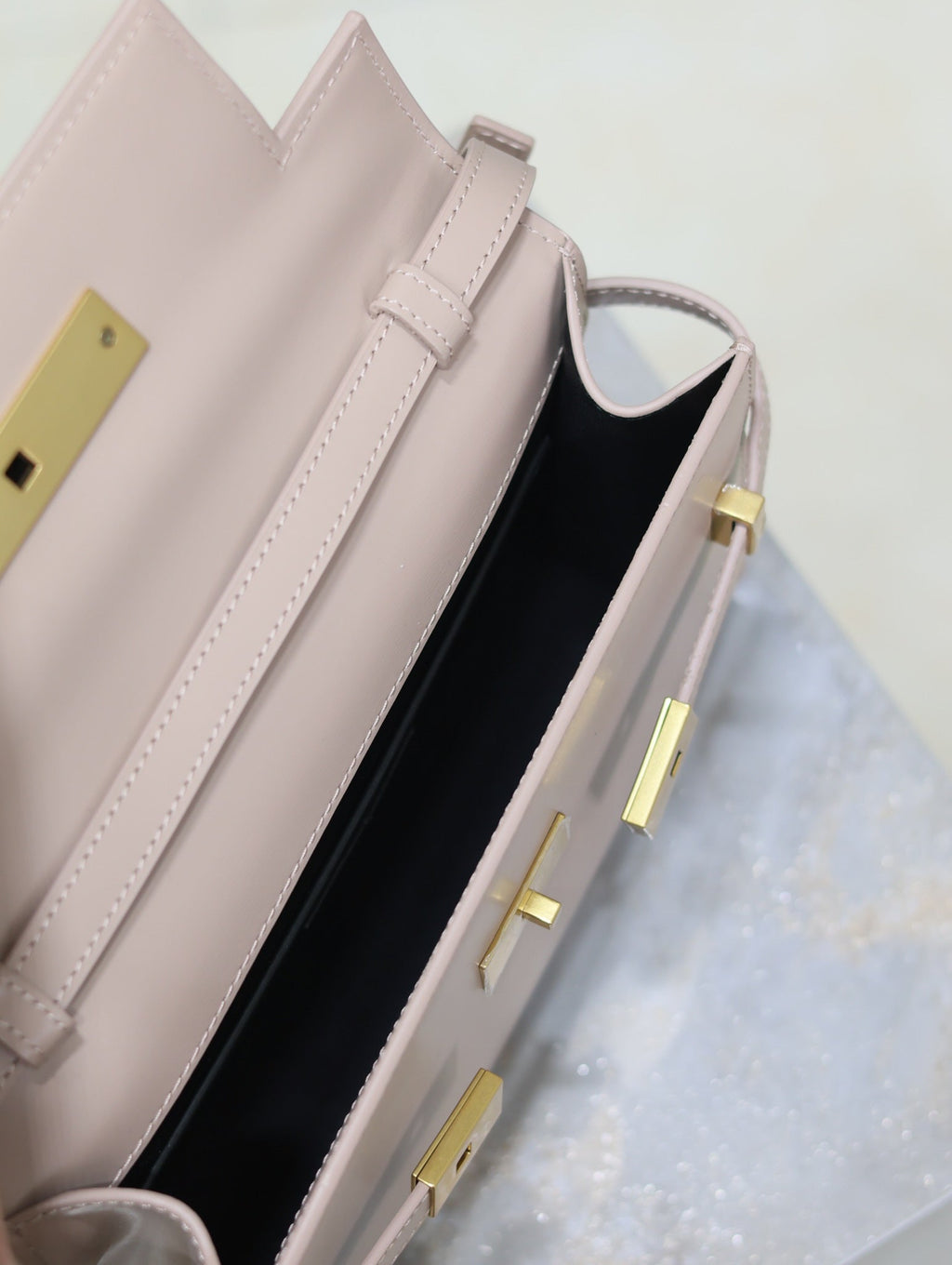 Saint Laurent Manhattan Small 24 in Dark Beige Smooth Lambskin Gold Hardware Bag
