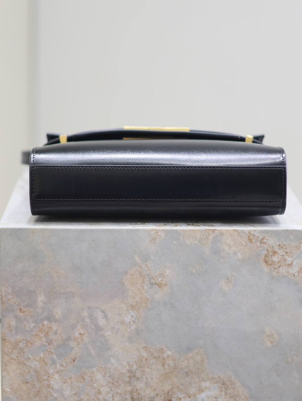 Saint Laurent Manhattan Small 24 in Black Smooth Lambskin Gold Hardware Bag