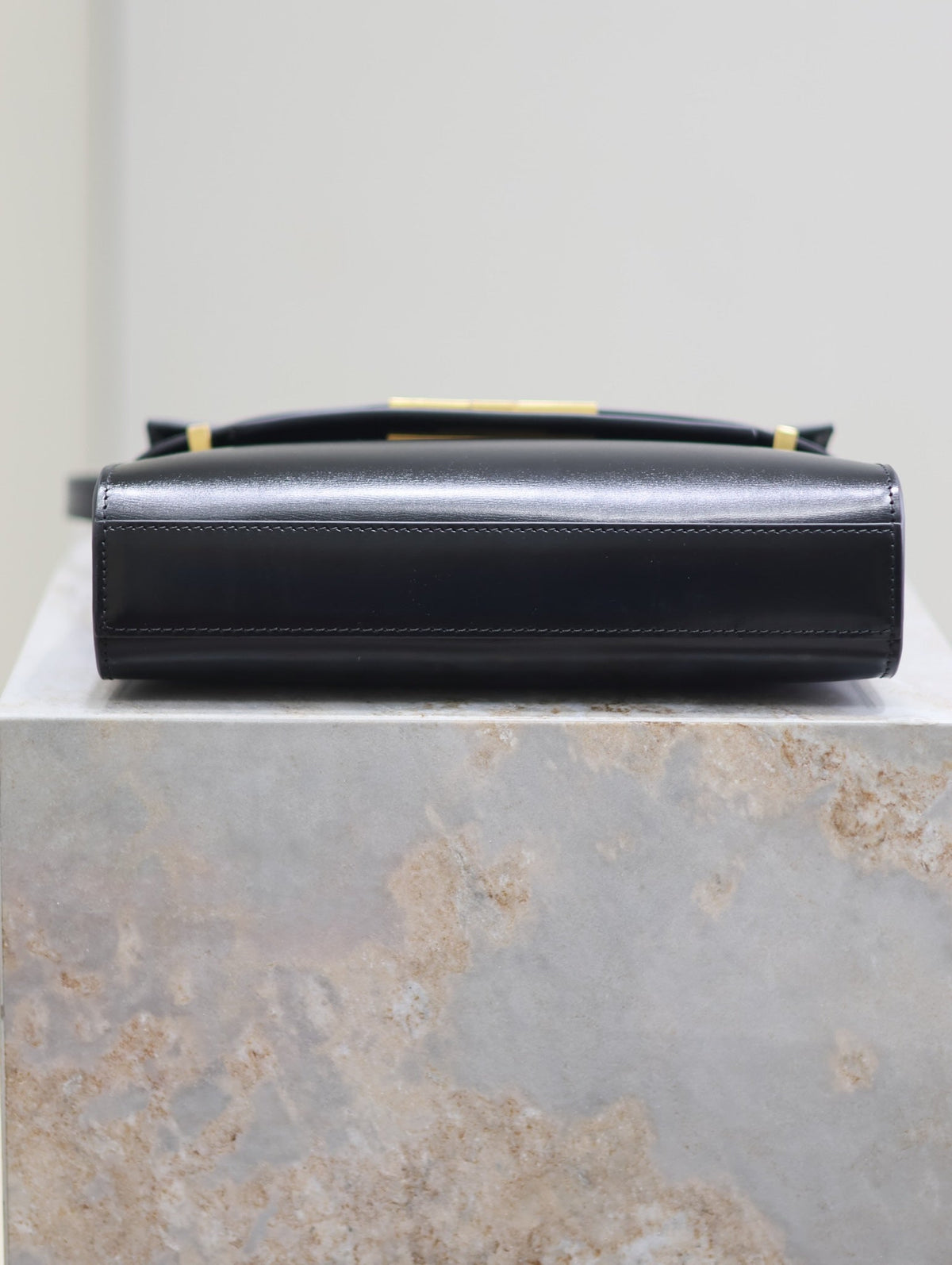 Saint Laurent Manhattan Small 24 in Black Smooth Lambskin Gold Hardware Bag