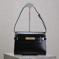 Saint Laurent Manhattan Small 24 in Black Smooth Lambskin Gold Hardware Bag
