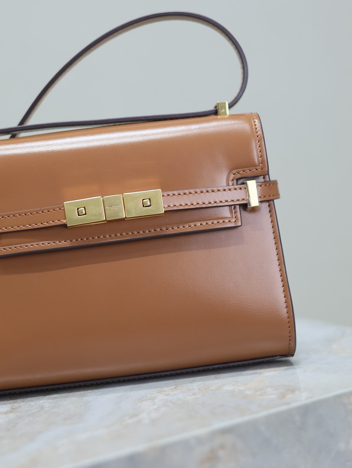 Saint Laurent 25S Mini Manhattan 19 in Brown Calfskin Gold Hardwre Bag