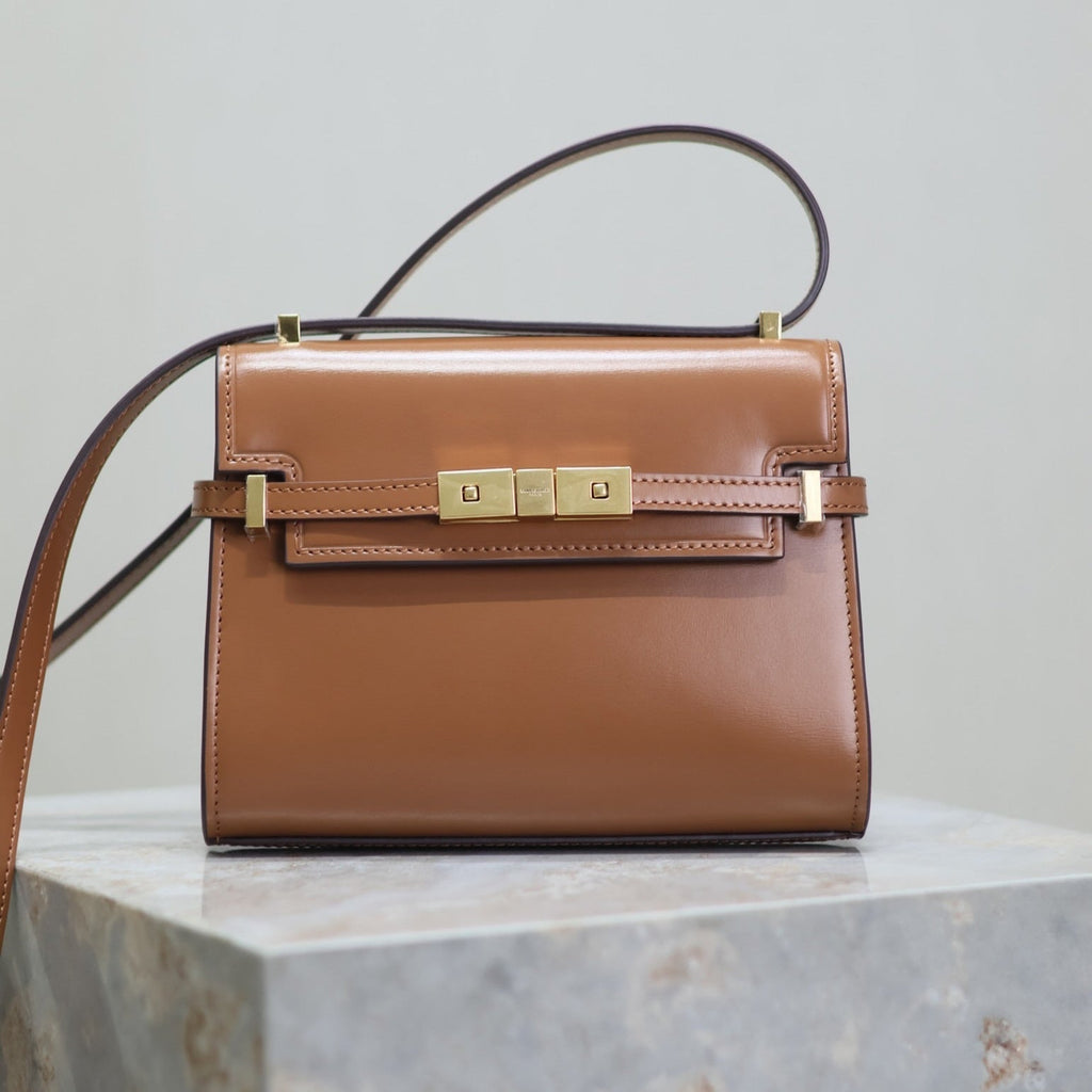 Saint Laurent 25S Mini Manhattan 19 in Brown Calfskin Gold Hardwre Bag