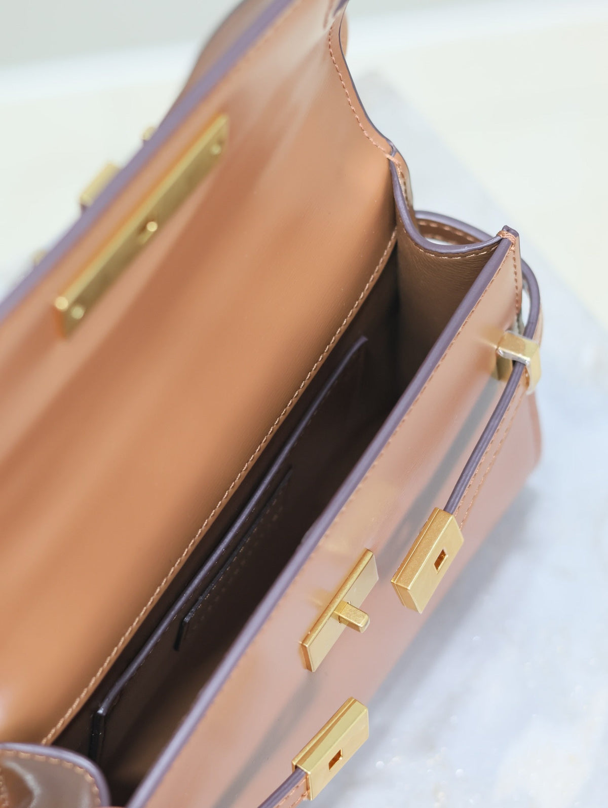 Saint Laurent 25S Mini Manhattan 19 in Brown Calfskin Gold Hardwre Bag
