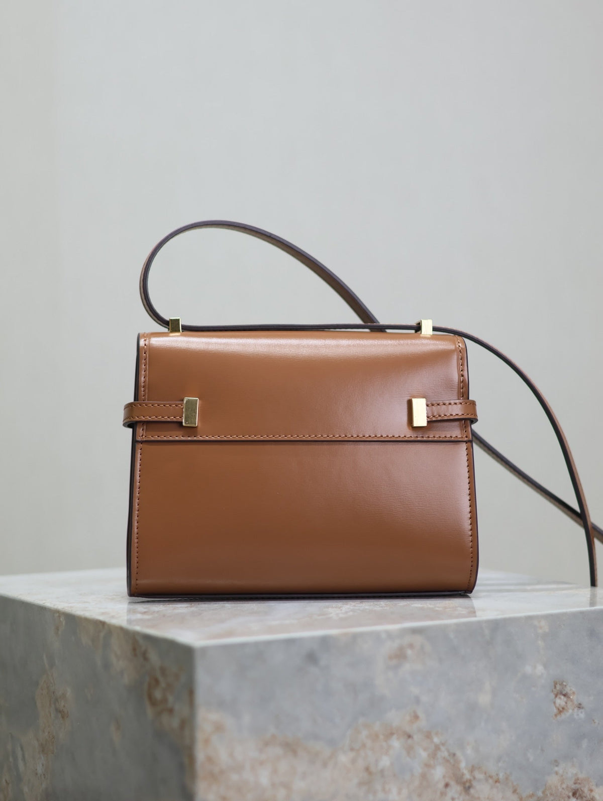 Saint Laurent 25S Mini Manhattan 19 in Brown Calfskin Gold Hardwre Bag
