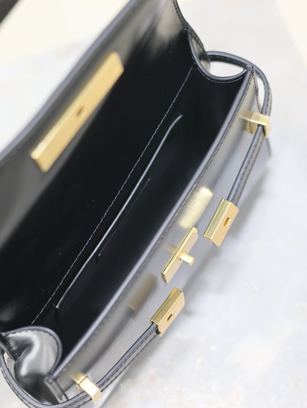 Saint Laurent Manhattan Mini 19 in Black Smooth Lambskin Gold Buckle Bag