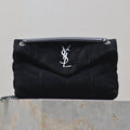 Saint Laurent Puffer Small 29 in Black Suede Silver Hardware Bag