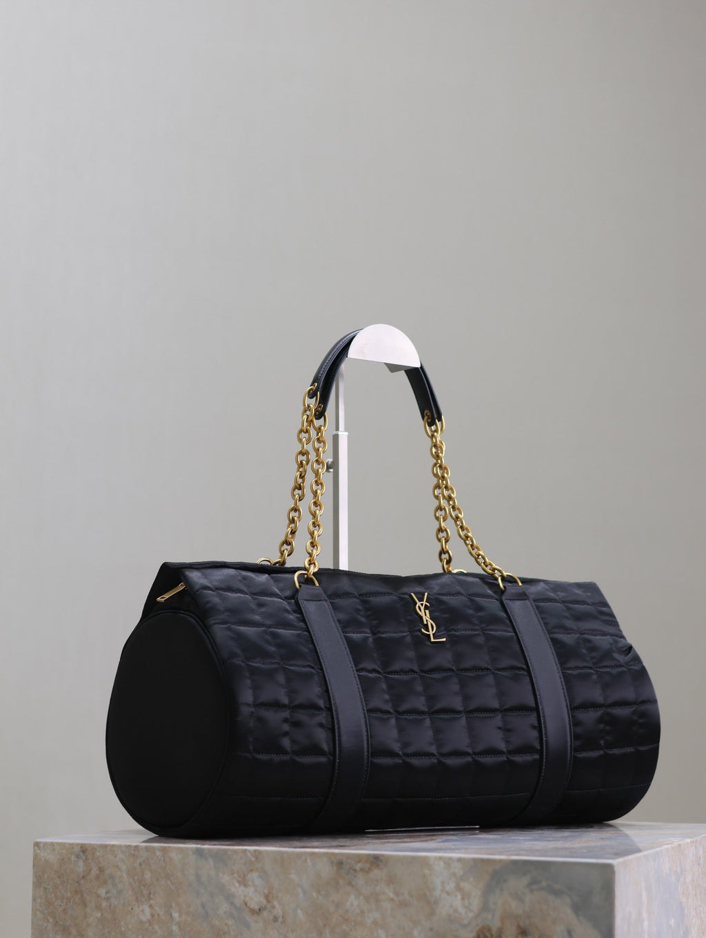 Saint Laurent Travel Bag 42 in Black Nylon and Leather Trim Gold Hardware