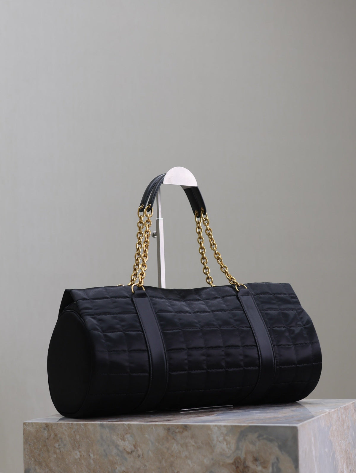 Saint Laurent Travel Bag 42 in Black Nylon and Leather Trim Gold Hardware