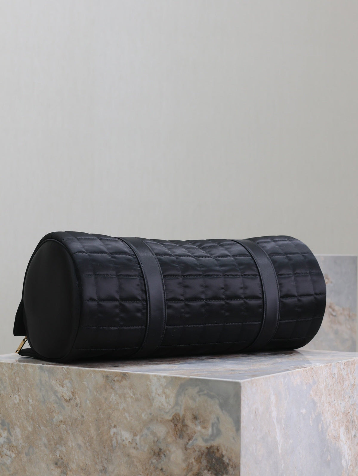 Saint Laurent Travel Bag 42 in Black Nylon and Leather Trim Gold Hardware