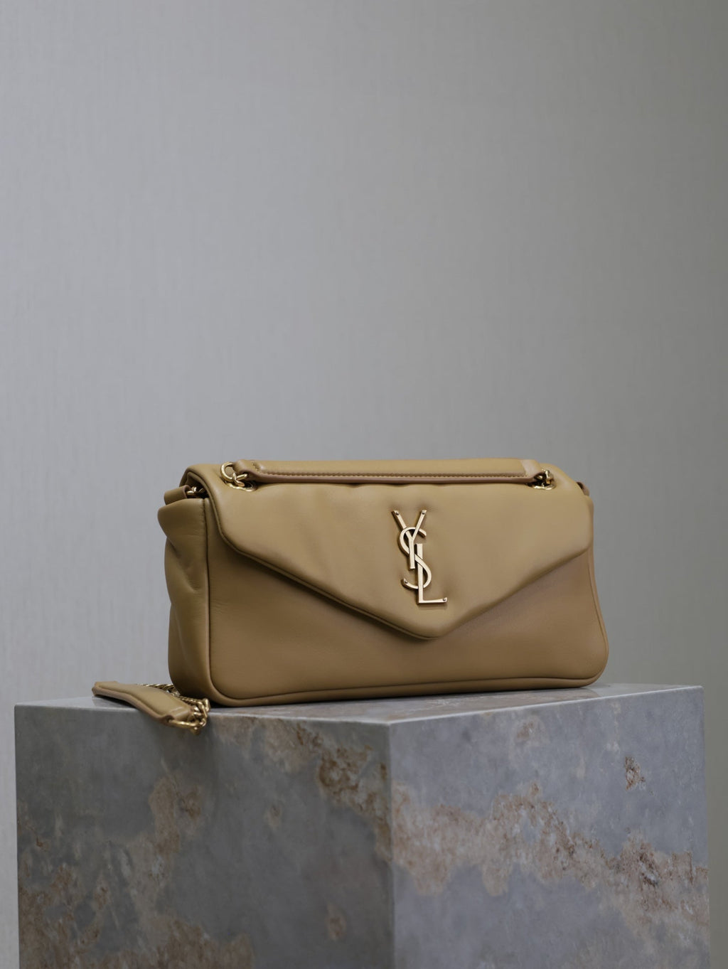 Saint Laurent 25S Calypso Handbag 26 in Light Brown Lambskin Gold Hardwre
