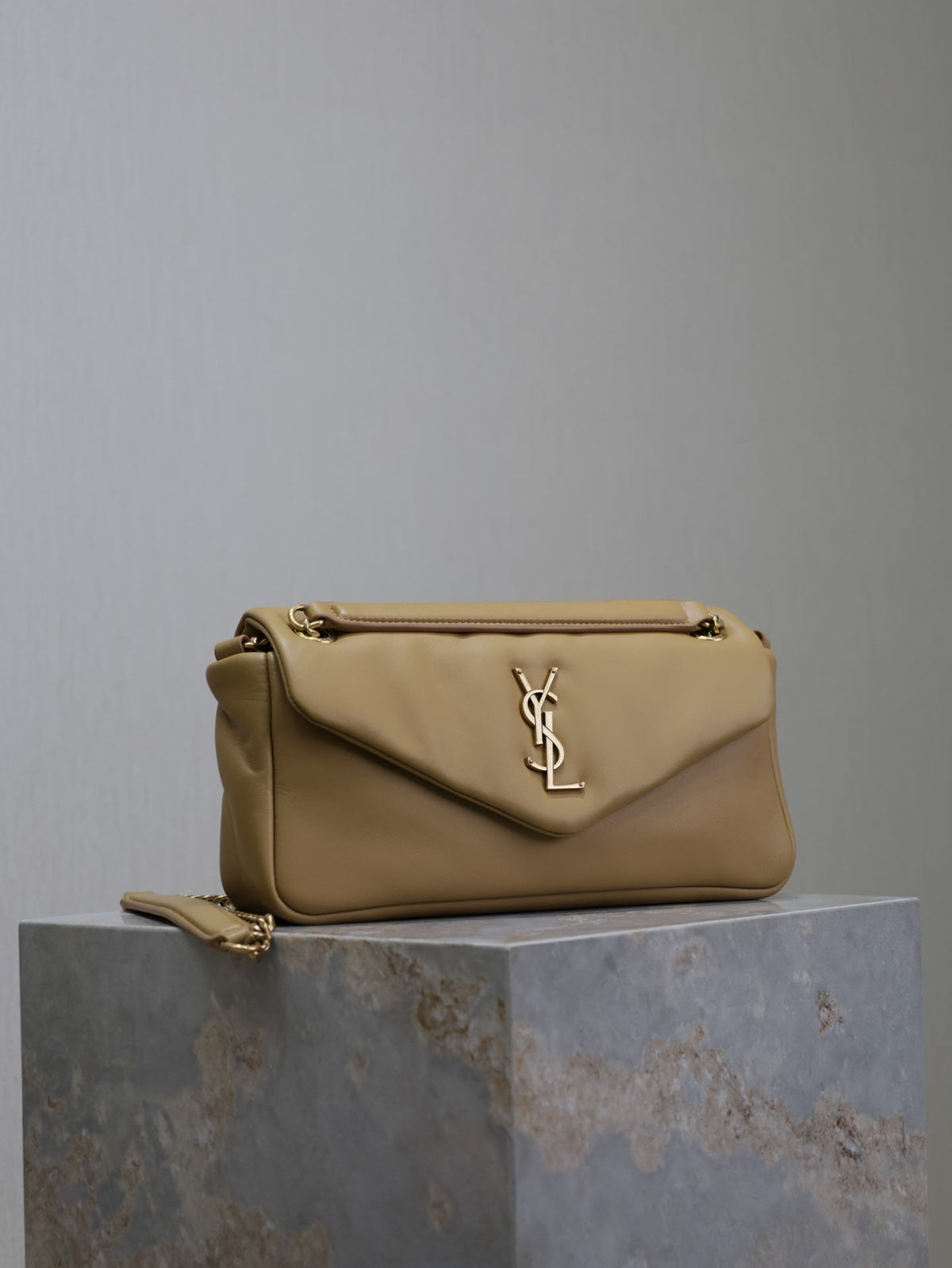 Saint Laurent 25S Calypso Handbag 26 in Light Brown Lambskin Gold Hardwre